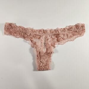 Victoria's Secret Very Sexy High Leg Lace Thong Panty - Sparkly Beige - Medium